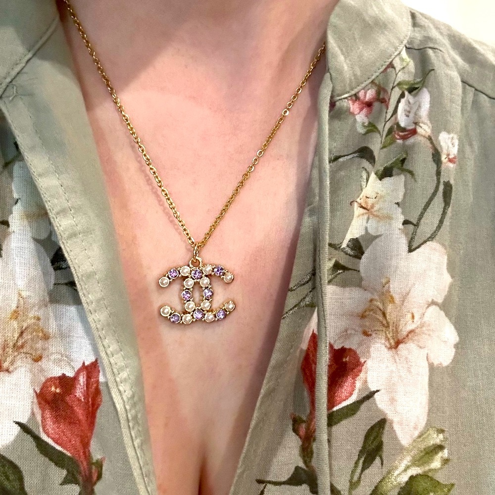 Authentic Chanel Upcycled Charm/zipper pull/ button Necklace